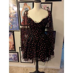 Sugar Thrillz Black Tulle Hearts Dress Sz S